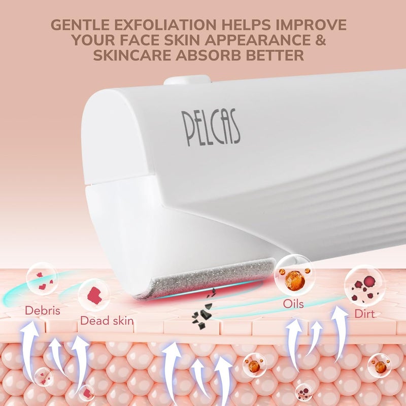 PELCAS Electric Dermaplaning Tool for Face with LED Light, Mini Facial Dermaplaning Razor Kit, Painless 3 Speeds Facial Peach Fuzz & Hair Removal at Home for Women with 6 Blades Off White - Image 5
